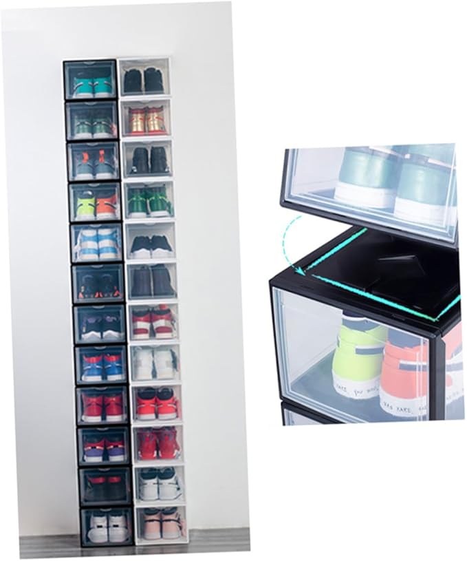 BESPORTBLE Plastic Basketball Shoe Box Storage Container 36X26X20Cm White Shoes Organizer for Home Closet Storage