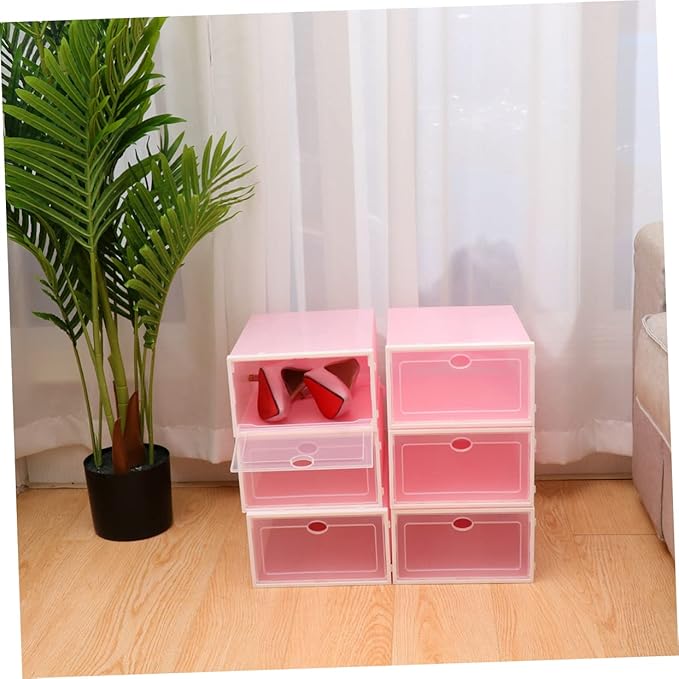 Hohopeti 6pcs Thicken Shoe Boxes Stackable Storage Boxes for Shoes Closet Organizers Kitchens Offices