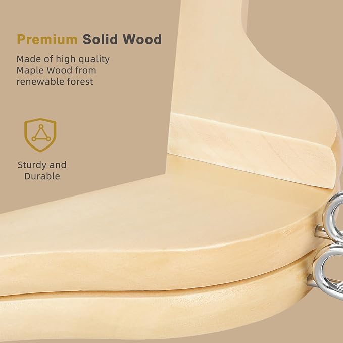 Topia Hanger Space Saving Cascading Wooden Hangers 30 Pack, Coat Hanger with 360° Swivel Loop Hook, Non Slip Pants Bar and Shoulder Notches for Camisole, Jacket, Suit, Clothes Hangers -CT74N30