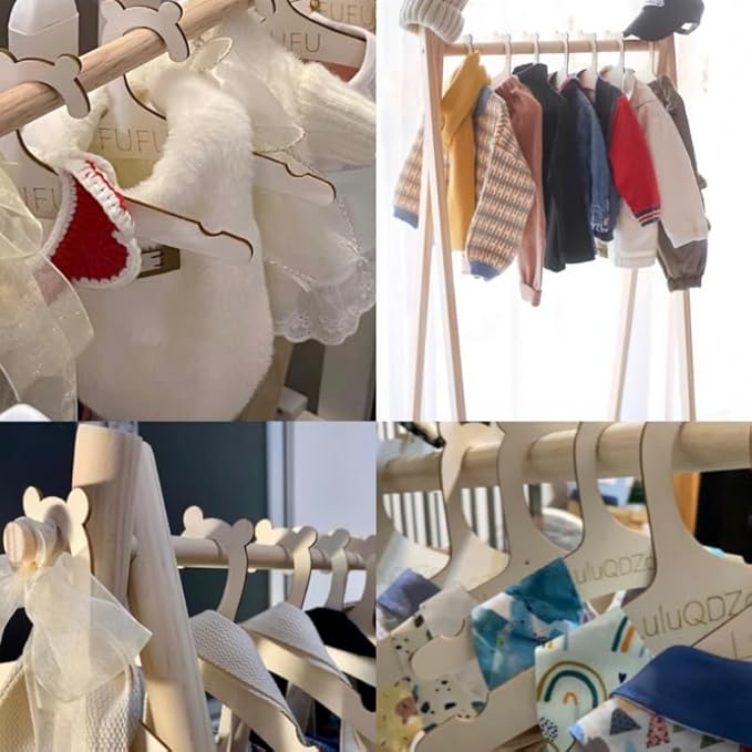 20 Pack Wooden Kids Hangers 9Inch Childrens Clothes Hangers Cute Non Slip Wood Baby Toddler Hangers DIY Wooden Baby Hangers for Closet, for Baby Toddler Kids Clothes & Pants (Rabbit Ear)