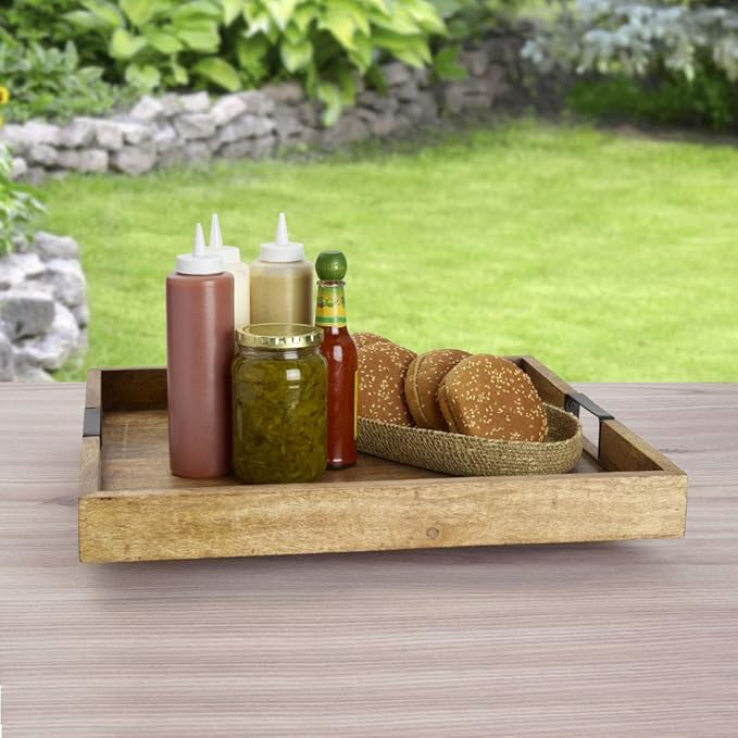 Gourmet Basics by Mikasa 5261665 Square Lazy Susan Serving Tray, 18-Inch, Mango