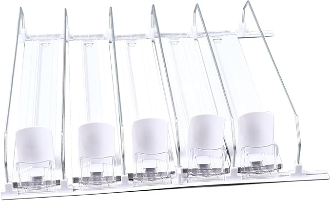 KIMISS Drink Organizer for Fridge Spring Loaded Adjustable Push Rod Slide Rail Soda Can Dispenser for Beer Beverages 38cm Black (White)