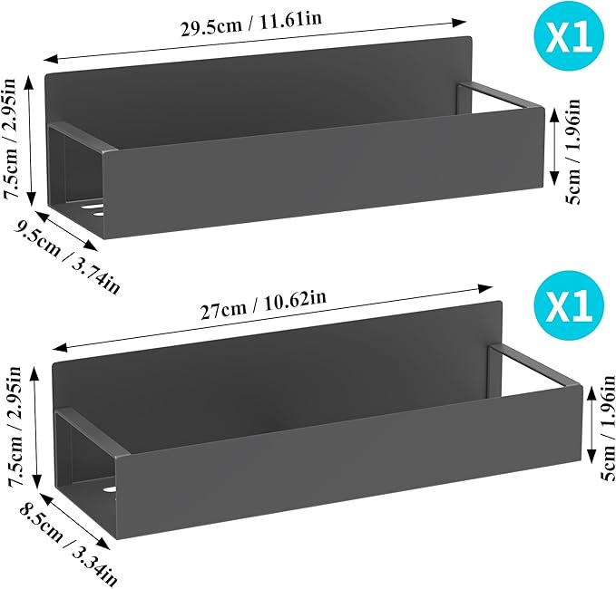 HuggieGems 2 Pack Magnetic Spice Storage Rack Organizer for Refrigerator and Oven, Dark Gray Fridge Organizers and Storage