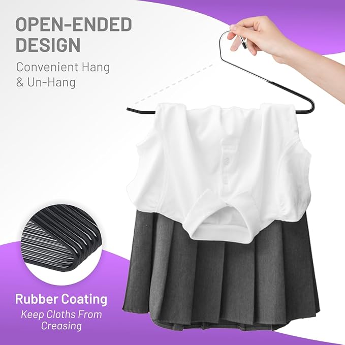 Pants Hangers Non Slip Open Ended – Metal Trouser Hangers, Heavy Duty Stainless Steel Pant Hangers for Men and Women, Space Saving, 20 Pack Jeans Hangers