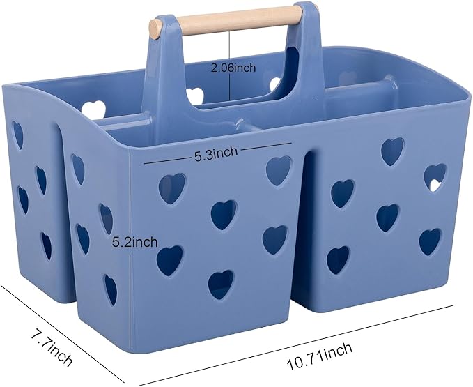 Anyoifax Portable Shower Caddy Plastic Shower Basket Organizer Divided Bathroom Caddy Storage Cleanning Caddy Tote with Handle for College, Dorm Room, Kitchen, Dark Blue