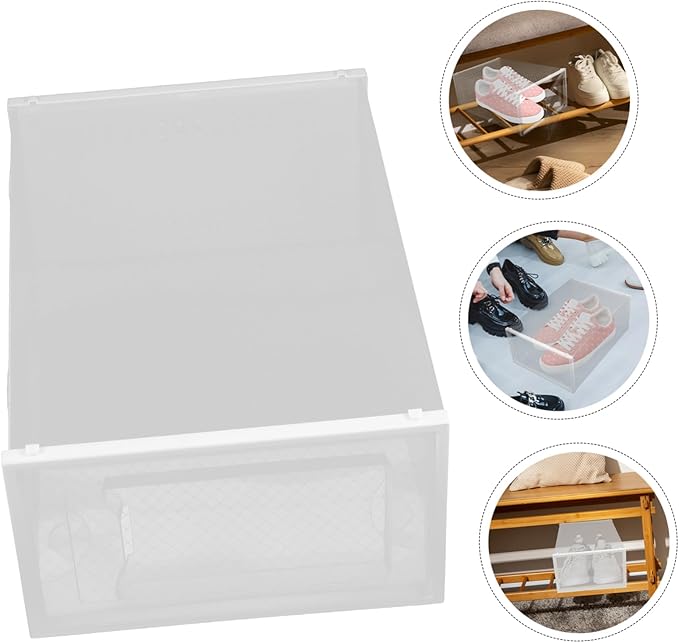 6pcs Transparent Stackable Shoe Organizer Boxes Drawer Style Storage Case for Easy Access and Visibility for Sneakers and Heels Clear Design
