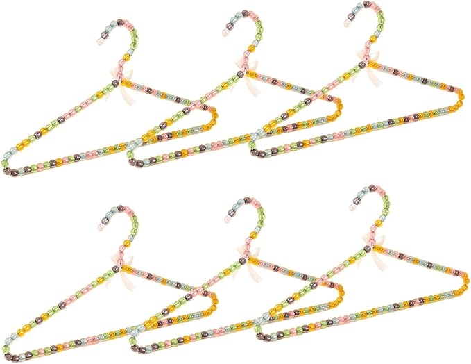 6-Piece Pearl Clothes Hanger Set Wedding Hanger Bridal Bridesmaid Hangers for Wedding Dress Standard Pearl Hangers (Multi-Color, 6)