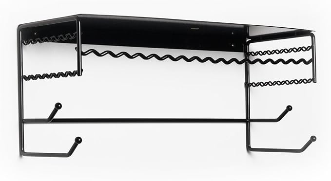 Mango Steam Black 17" Wall Mount Jewelry & Accessory Storage Rack Organizer Shelf for Earrings, Bracelets, Necklaces, & Hair Accessories
