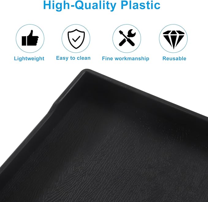 Small Bathroom Vanity Tray, (8.5 inch x 6.3 inch) Soap and Sponge Holder, Rectangular Serving Tray for Candle, Lotion Bottles, Scrubber(Black)