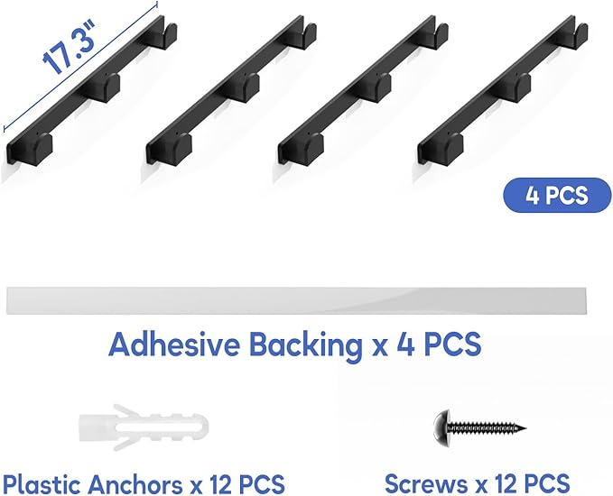 KIMBORA 4 Packs Hat Rack for Wall, Hat Organizer for Baseball Caps Holds 36 Hats, 3 Mounting Options Hat Hook Hanger, Strong Baseball Hat Holder Storage, Cap Display for Door, Room, Closet (Black)