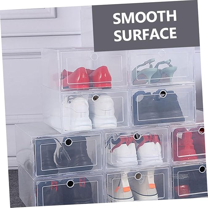 Holibanna 6pcs Shoe Containers Lids Plastic Shoe Boxes Storage Boxes Clamshell Design Easy to View Clean