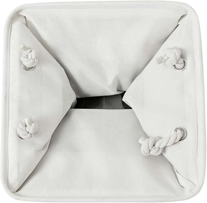 Cube Storage Bins, Collapsible Fabric Storage Cubes Bins, 11 Inch Cube Storage Bins with Handles, Foldable Storage Cubes (White/Navy, 6Pack)
