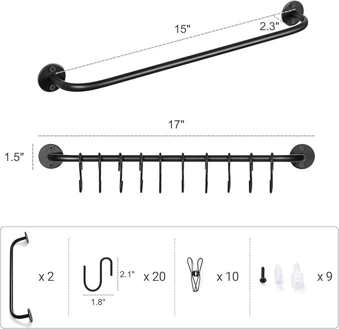 Mkono Hat Rack for Wall Baseball Cap Organizer Hanger with 20 Hooks Modern Metal Hat Holder Wall-Mounted Caps Display for Closet Door Bedroom Entryroom Laundry, Set of 2 Black