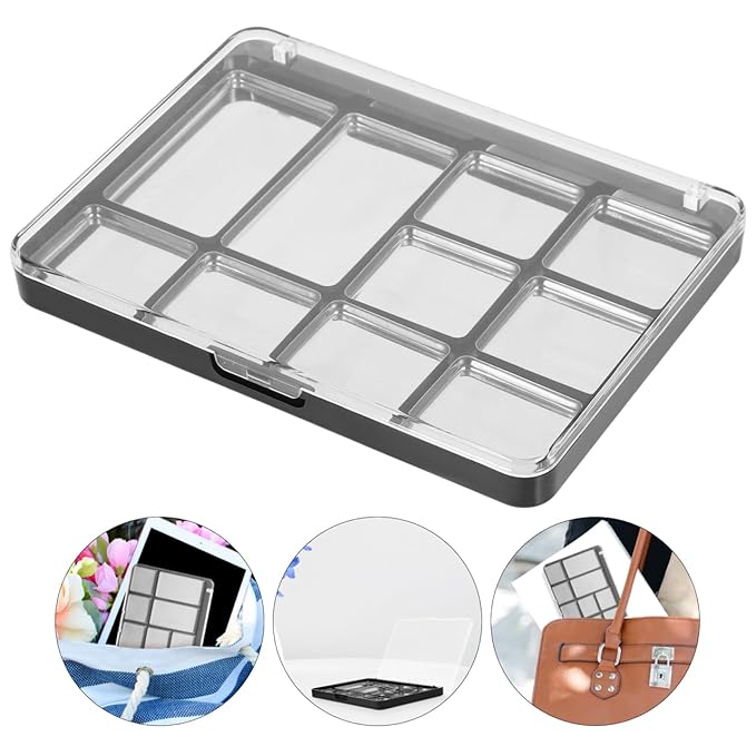 Minkissy Empty Magnetic Eyeshadow Palette 10 Square Grids Eye Shadow Powder Tray Makeup Container with Eyeshadow Pans 5.51 X 3.93 Inches