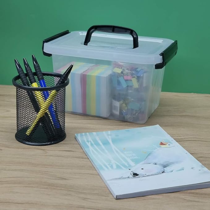 Anbers 3 Quart Small Clear Storage Box with Lid, Set of 6