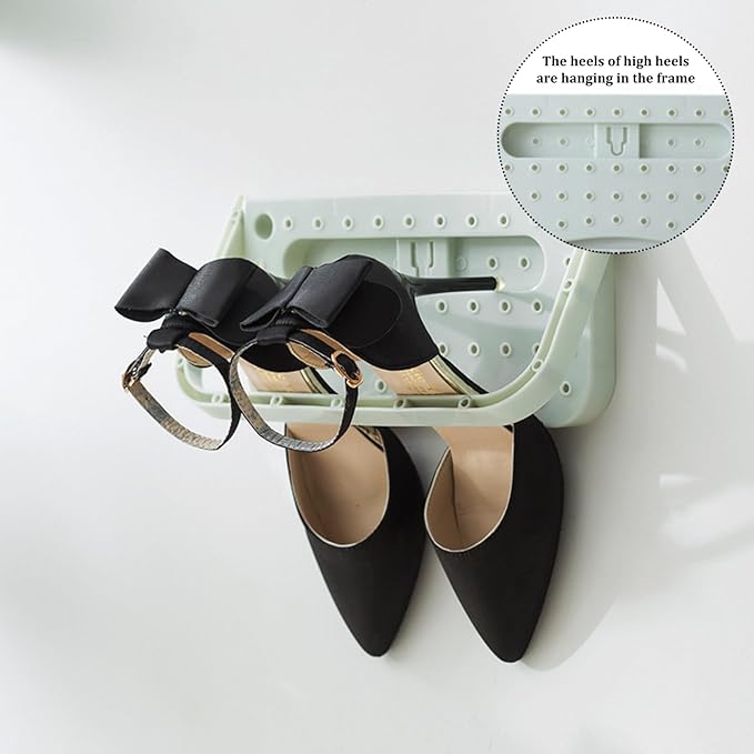 Over The Door Shoe Organisers, Wall Mounted Shoe Rack 4 Pcs Foldable Hanging Wall Shoes Rack Without Drilling Space-Saving Shoes Organizer Holder Hanger for Front Door