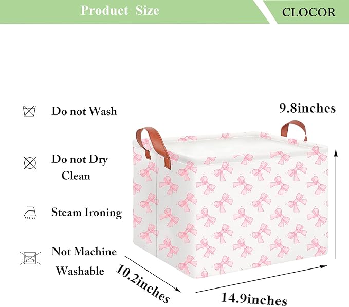 CLOCOR Rectangular Storage Basket Empty,Gift Basket,Waterproof Storage Bin with Handles,Room Decor(Star Bowknot)
