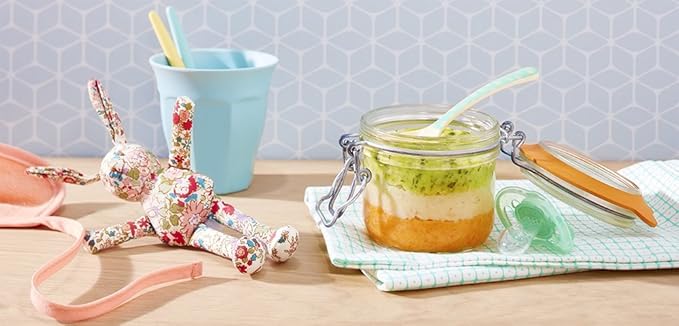 Le Parfait Super Terrine 125mL (4oz) Zero Waste Eco-Friendly Glass Canning Jars, Airtight Rubber Seal & Wire Bail Lid, BPA-Free, Water Bath Safe for Food Storage & Preserving, Made in France, 4PK