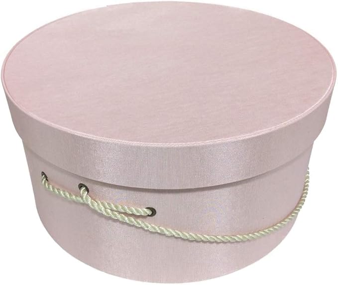 Sarah's Hat Boxes Classic Pink Hat Box โ 8.75" x 4.5" (Dia. x Ht.) Handmade in USA โ Odorless Non-Toxic Adhesive, Cording Handle โ Premium Storage for Hats & Accessories