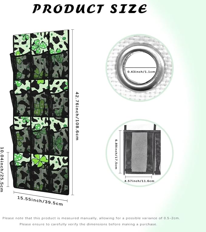 Green Leaves Leopard Over The Door Hanging Organizer Storage Closet for Spices, Utensils, Snacks for Kitchen, Office, Dorm Rooms