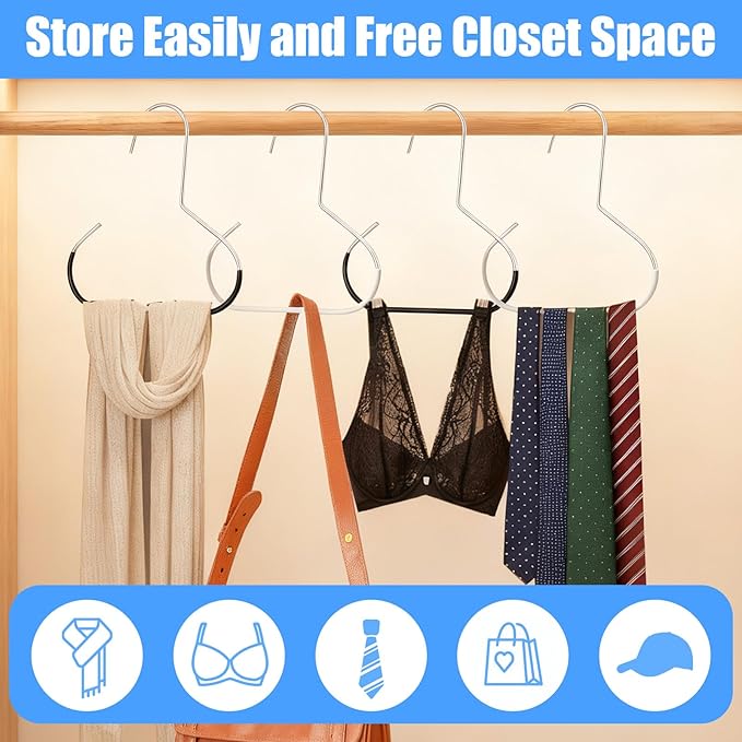Ouligay 4PCS Hat Organizer for Baseball Caps Hat Hangers for Closet Stainless Steel Ball Cap Storage Organizer Rack Storage for Scarf Clothing Belt Tie Purse Holder