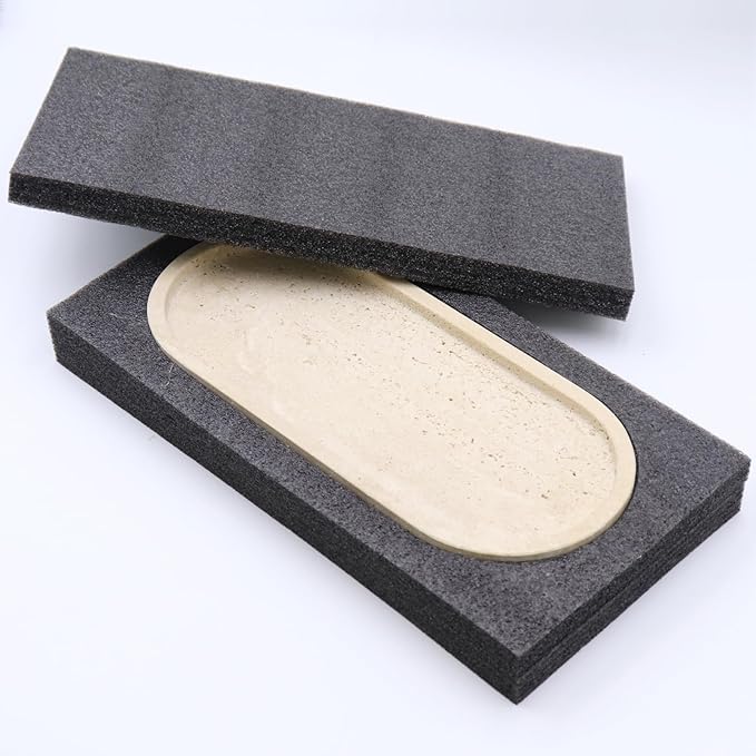 OOBOOB Oval Natural Marble Bathroom Tray for Decor Countertop, Marble Vanity Tray for Candles Perfume, Jewelry, Cosmetics, Elegant Vanity Organizer for Jewelry, Perfume