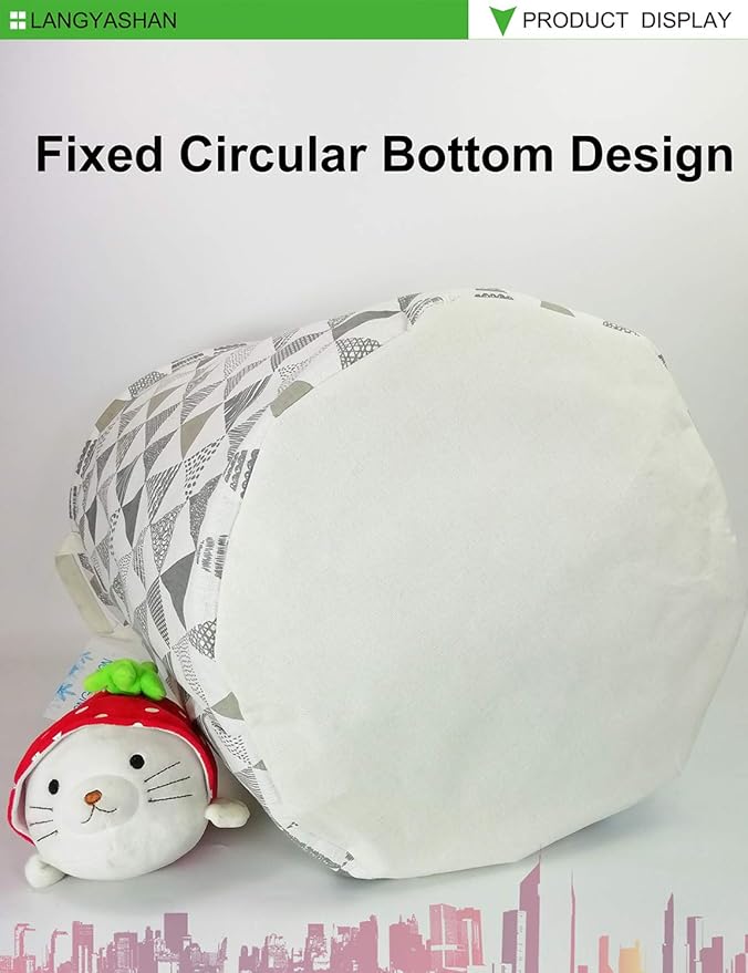 Laundry Basket Canvas Fabric Collapsible Organizer Basket for Storage Bin Toy Bins Gift Baskets Bedroom Clothes Children Nursery Hamper (Grey triangle)