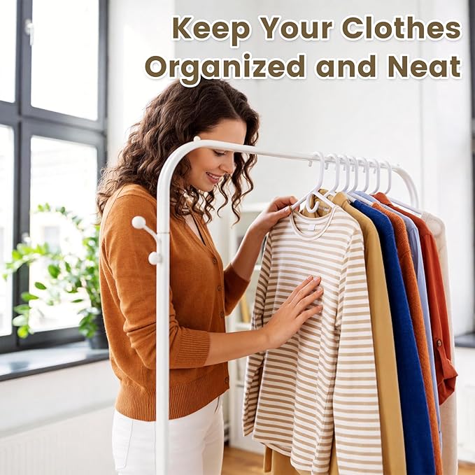 White Plastic Hangers 18 Pack, Heavy Duty Clothes Hangers with Center Hook & Non-Slip Pants Bar for Standard Size Shirts, Pants, Coat, Dresses, Jackets, Scarves and Belts