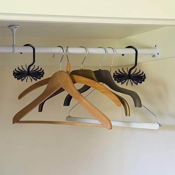 AUEAR, 8 Pack 360 Degree Rotating Scarf Hanger 20 Hooks Twirl Plastic Ties for Women Men Home Bedroom Supplies (Black)