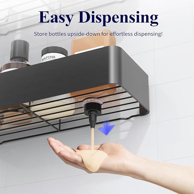 Kitsure Shower Caddy - 2 Pack Adhesive Shower Organizer, Rustproof Metal Shelves, No-Drill Bathroom Organizers and Storage, Grey, Large