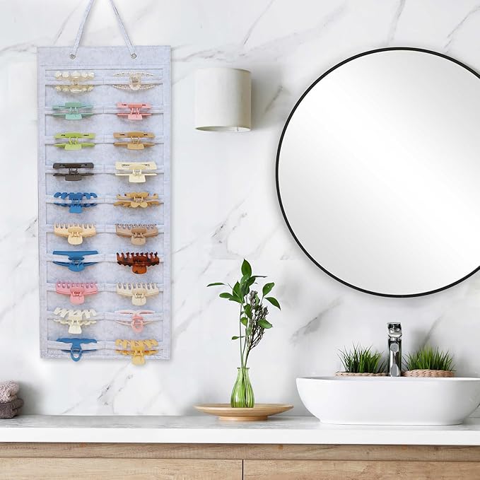 SMUK Claw Clip Organizer for Women, Hanging Mount Hair Clips Holder Organizer for Girls, Hair Bow Claw Clip Stand Storage for Wall, Door, Closet