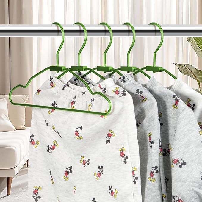 VWV Green Aluminum Hangers, 20 Pack Baby Hanger,12.6 Inch Children Baby Hangers, Sturdy Metal Children Clothes Hanger for Wardrobe, Space-Saving Toddler Hanger
