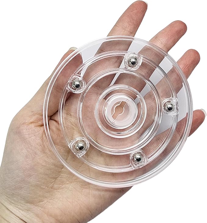 2Pcs 4” Small Clear Acrylic Turntable Organizer, Mini Rotating Organizer Swivel Plate for Bathroom Kitchen Cabinet Table Spice Rack Cake Pantry