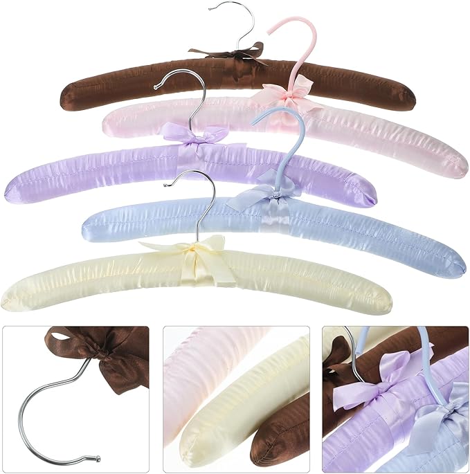 5Pcs Satin Padded Hangers Anti Slip Clothes Hangers Sweater Hangers Dress Shirt Hanger for Wedding Dresses Hangers Party Favors
