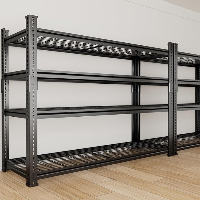 Storage Shelves Heavy Duty, 48"L x 18"W x 60"H Garage Wire Shelving Unit Loads 2640LBS, 4-tier Adjustable Metal Industrial Utility Shelf Rack for Kitchen, Laundry Room, Pantry, Warehouse, Basement