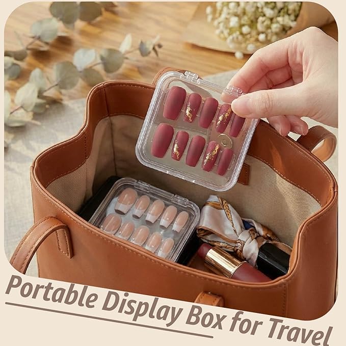 Clear Press On Nail Storage Containers 12-Pack Stackable Cases, Press Ons Nail Packaging Organizer Case, Acrylic Tips and Fake Nails Display Box for Travel and Salon Use (Clear 06)
