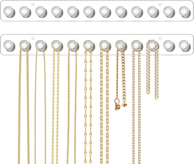 Necklace Holder,Acrylic Necklace Organizer,Wall Mounted Jewelry Organizer With 12 Hooks for Bracelets, Chains,Keys - (2 Pack,Clear)