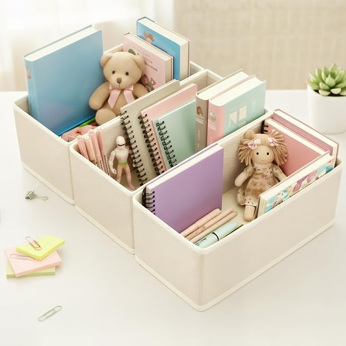 Small Foldable Fabric Drawer Organizer 3-Pack - 11“ Breathable Closet & Dresser Storage Bins for Socks, Underwear, Bras & Baby Clothes, Grey