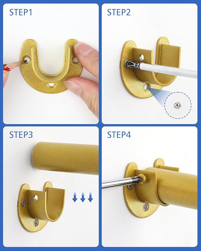 Closet Rods for Hanging Clothes - Heavy Duty, Length Adjustable (#1 Gold, 54.5" - 64")