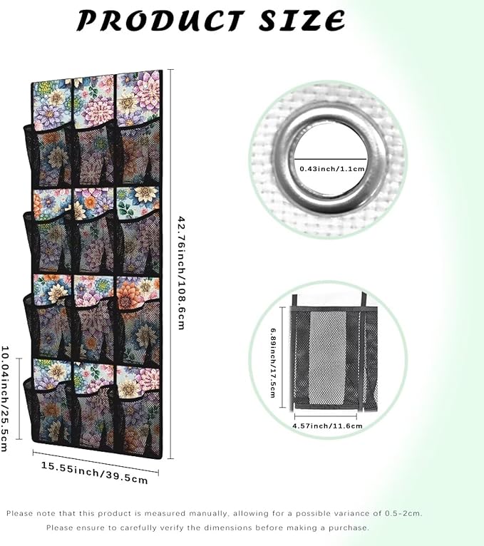 12 Large Mesh Pockets Over the Door Shoe Organizer Mandala Hanging Shoe Rack for Closet Breathable Shoe Hanger for Bedroom Bathroom