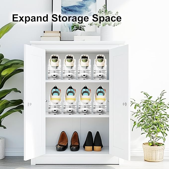 Shoe Slots Organizer for Closet 12Pack Adjustable Shoe Stacker Organizer Storage Shoe Rack Space Saver Storage Shoe Holder Organization (Transparent)