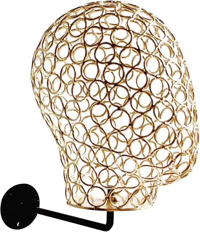 predolo Decorative Wall Mounted Mannequin Head Hat Rack/Manikin Hanger Hat Cap Display Model Holder for Bedroom Entryway, Golden