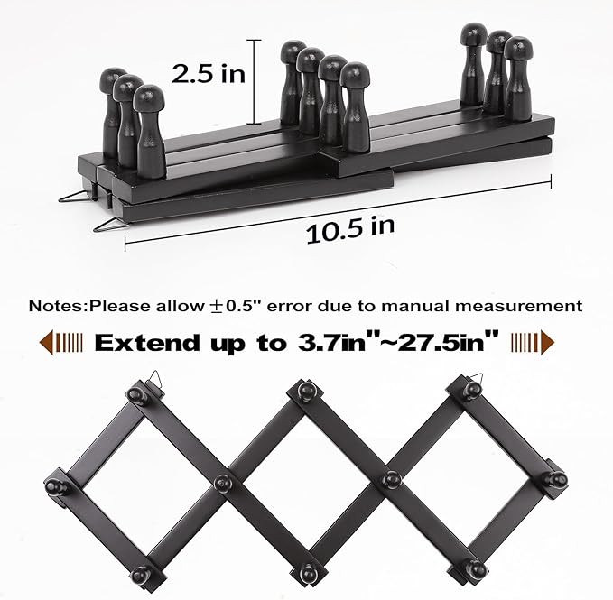 SCUNDA Expandable Hat Rack for Wall, Wall Hook for Coat/Mug/Baseball Cap, 2 Packs Hat Holder for Girls or Boys Room, Kids Room