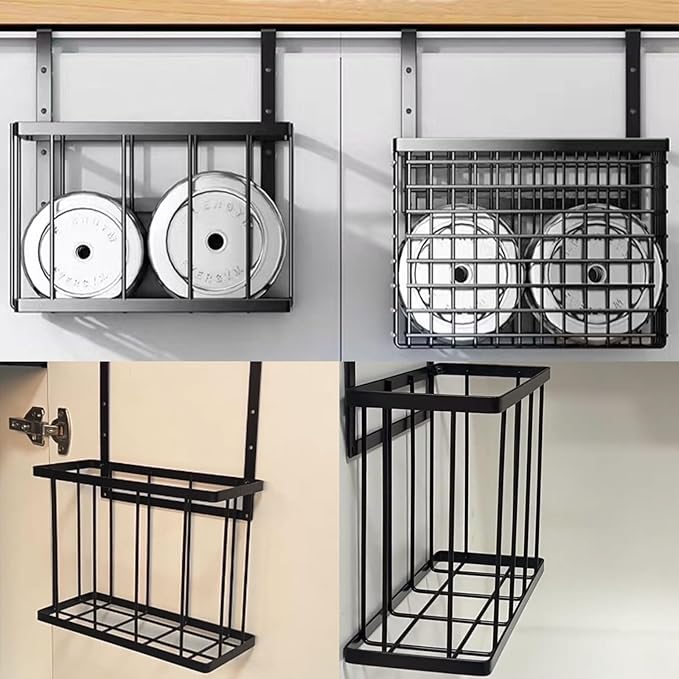 Kitchen Cabinet Door Organizer, 2 Pack Cabinet Door Organizer, Over The Cabinet Door Organizer with Towel Bar & 4 S-Shaped Hooks, Cutting Board Organizer for Cabinet Door, Cabinet Door Basket
