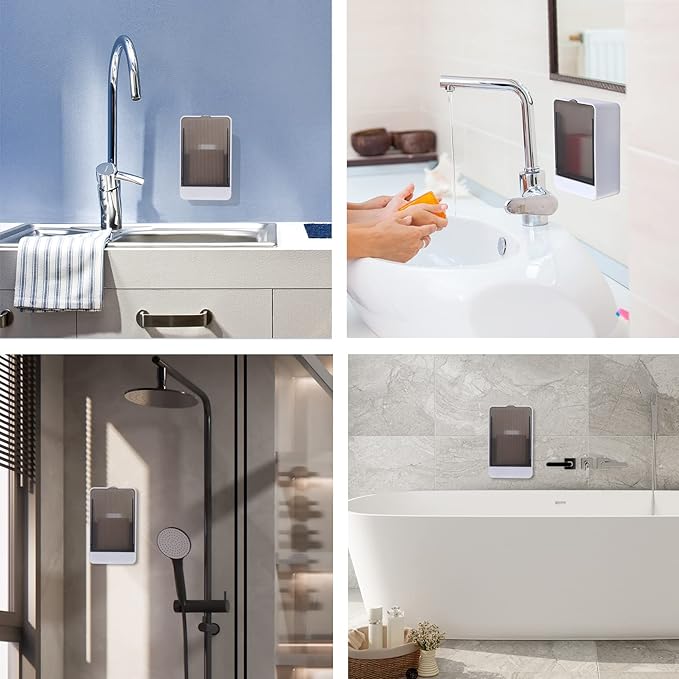 Bar Soap Holder Dish Shower 2 PCS Self Draining Soap Container with Lid, Wall Mounted Soap Box Tray for Bathroom Bathtub Sink, Waterproof White, Adhesive Include (White)