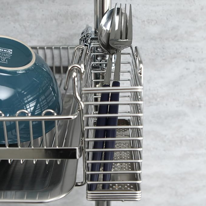 INEX Rectangular Cutlery Holder Caddy (Stainless Steel, 5.1" H x 6.1" W x 3.1" D (Haning-type))