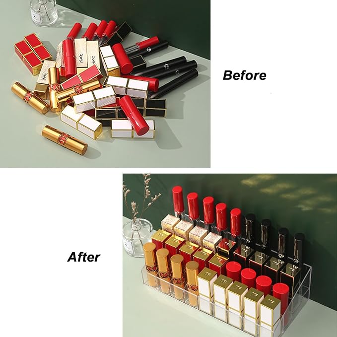 Lipstick Organizer 36 Slots Plastic Clear Comestic Display Holder for Lip gloss Chapstick Perfume Nail Polish Essential Oil