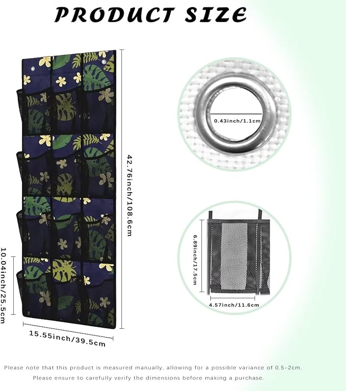 Monstera Over the Door Shoe Organizer 12 Large Mesh Pockets Sturdy Oxford Fabric Shoe Rack for Door Hanging Shoe Organizer