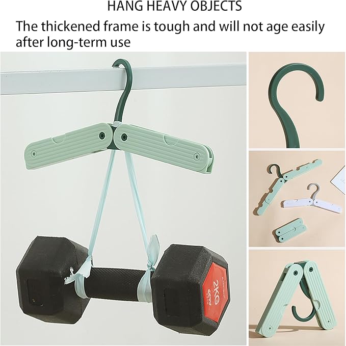 Foldable Travel Hangers, ABS Plastic, Expandable 10-15 Inch, Heavy Duty Clothes Hangers with Space Saving Design for Business Trips (Green 3PCS)