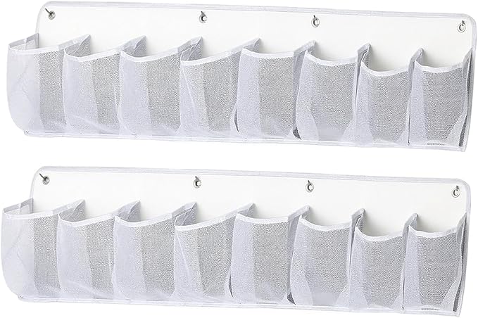 2 Pieces RV Shoe Storage Bags Shoes Rack Practical Hanging Shoe Organizer for Tools Accessories Books Camping Dorm Pantry, White